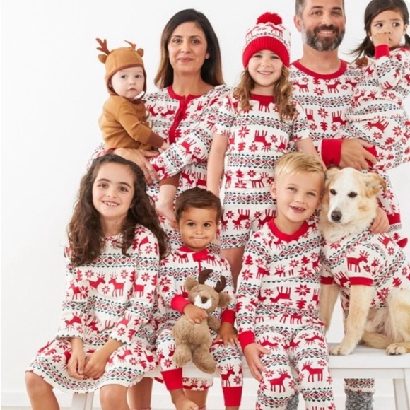 Hannah Andersson Dear Deer Christmas Holiday Nightgown Nightshirt Size Medium - Picture 3 of 8